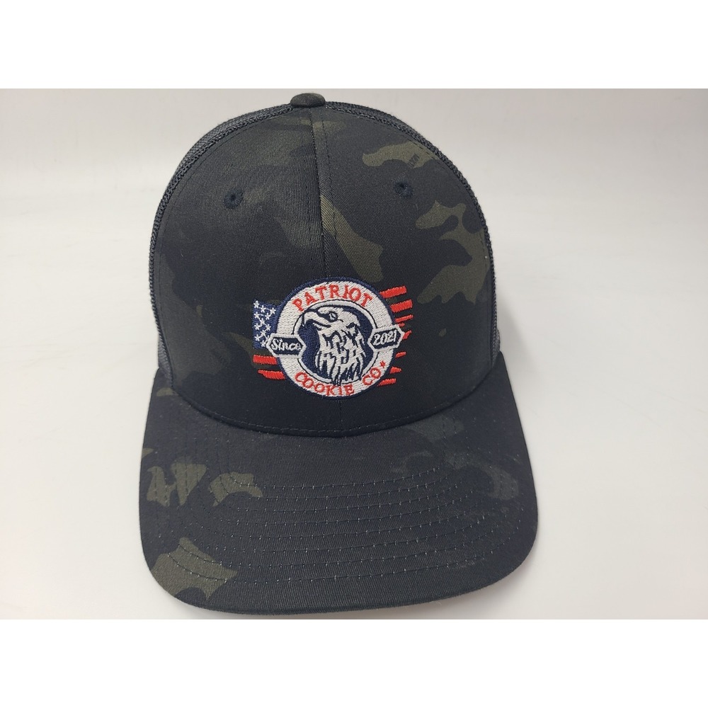 Patriot Cookie Co Company Camo Yupoong Mesh Trucker Snapback Hat Cap Eagle Black